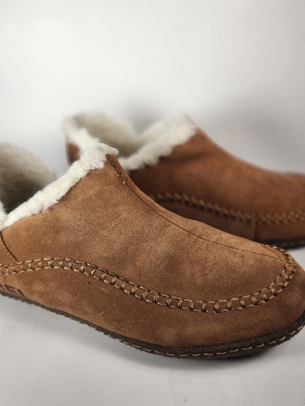 SOREL Men's Manawan II Slipper Size 9 Elk Brown Leather Suede Lined